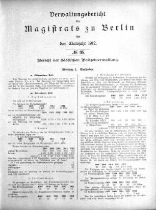 No. 35. Bericht der städtischen Polizeiverwaltung