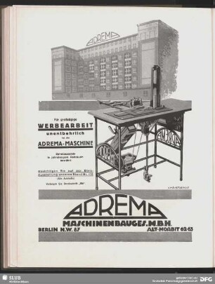 ADREMA Maschinebauges. m.b.H. Berlin. Adrema-Maschine