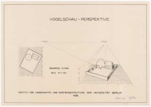 Perspektivübungen: Grundriss 1:100, Perspektivische Ansicht (Vogelschau) 1:100