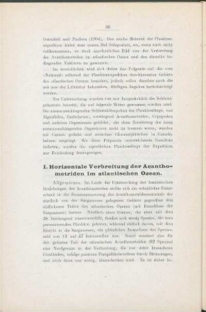 I. Horizontale Verbreitung der Acanthometriden im atlantischen Ozean.