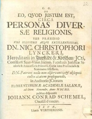 De Eo, Quod Iustum Est, Circa Personas Diversae Religionis