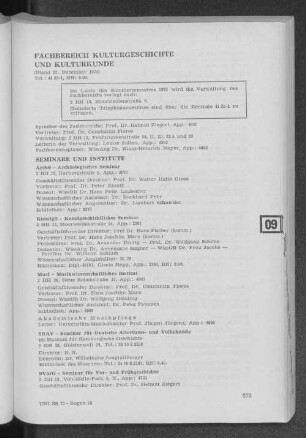 Fachbereich Kulturgeschichte und Kulturkunde