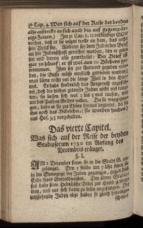 Das vierte Capitel. Was sich auf der Reise der beyden Studiosorum 1730 im Anfang des Decembris eräuget.