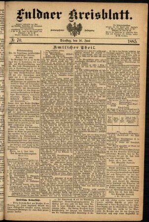 Ausgabe vom Dienstag, den 16. Juni 1885.