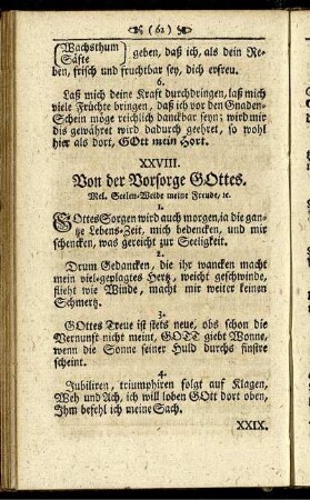 XXVIII. Von der Vorsorge Gottes.