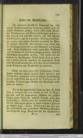 Uiber die Waldkultur