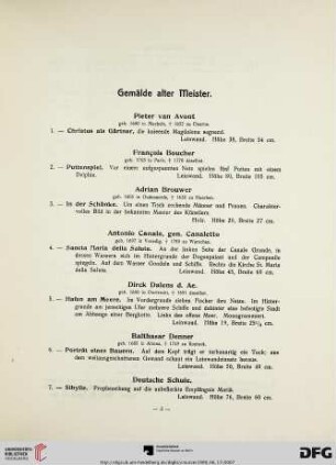 Gemälde alter Meister (Nr. 1- 60)