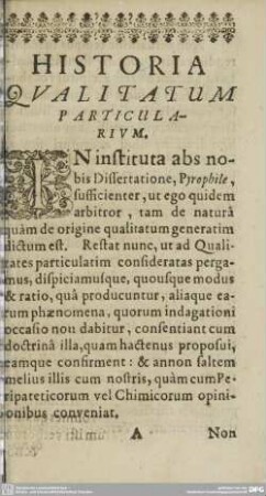 Historia Qualitatum Particularium.