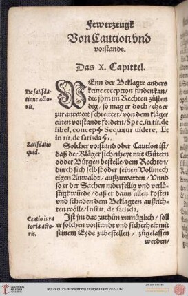 X. Capittel: Von Caution und Vorstande