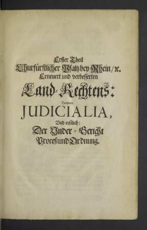 Erster Theil ... Judicialia