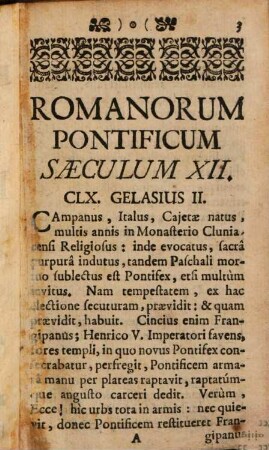 Notitia Ecclesiastica, 3. Continens Romanos Pontifices A Saeculo XII. Usque Ad Saeculum XVIII.