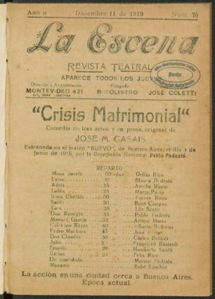 Crisis matrimonial : comedia en tres actos y en prosa