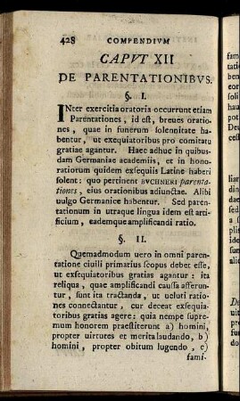 Caput XII. De Parentationibus. - Caput XIII. De Integra Oratione.