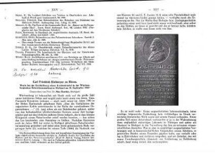 Auszug der Rede zur Enhüllung der Kielmeyer-Gedenktafel im Jahresheft der Vereinten vaterländischen Naturkunde Württembergs - 94.