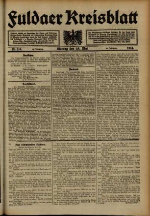 Ausgabe vom Montag, den 25. Mai 1914.