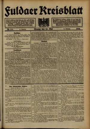 Ausgabe vom Montag, den 25. Mai 1914.
