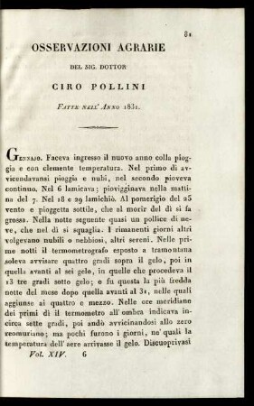 Osservazioni Agrarie del 1831