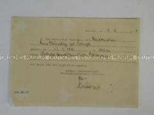 Aktennotiz über die Festnahme der Malerin Lina (Lea) Grundig durch die Gestapo