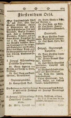 Fürstenthum Oels. - Fürstenthum Sagan.