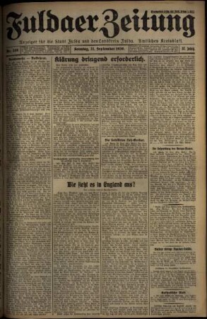 Erste Ausgabe vom Sonntag, den 21. September 1930.