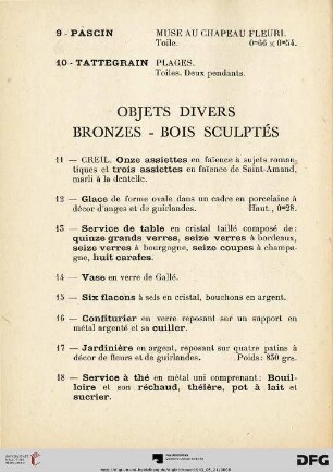 Objets divers - Bronzes - Bois sculptés (Nr. 11-52)