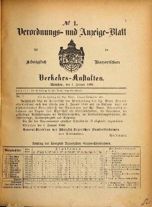 Verordnungs- und Anzeige-Blatt der Königl. Bayerischen Verkehrs-Anstalten. 1896