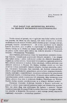 2: Stan badań nad architekturą jezuicką na ziemiach wschodnich Rzeczypospolitej