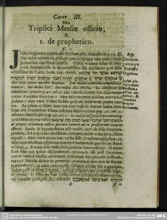 Caput III. De Triplici Messiae officio, & I. de prophetico