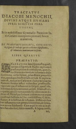 Tractatus D. Iacobi Menochi[i], ...Praefatio.
