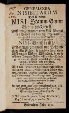 1-134, Genealogia Nisibitarum Deß Uralten Nisi-Stamm-Baum