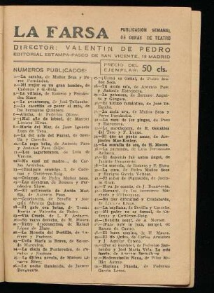 La Farsa - Publicación semanal de obras de teatro : Números publicados