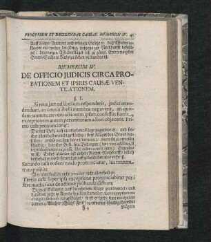 Membrum IV. De Officio Iudicis Circa Probationem Et Ipsius Causae Ventilationem.