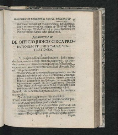 Membrum IV. De Officio Iudicis Circa Probationem Et Ipsius Causae Ventilationem.
