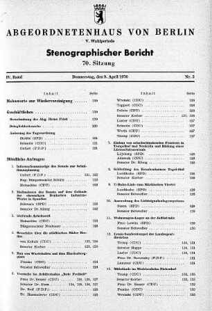 Nr. 5 (70), 9. April 1970