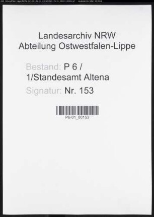 Sterberegister Standesamt Altena