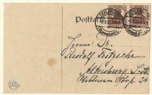 Eigenhändige Postkarte mit Unterschrift