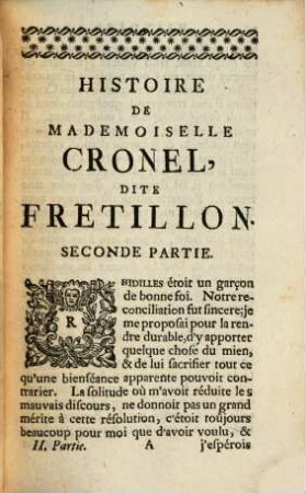 Histoire De Mademoiselle Cronel Dite Fretillon, Actrice de la Comédie de Roüen, 2