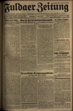 Erste Ausgabe vom Sonntag, den 27. Mai 1934.
