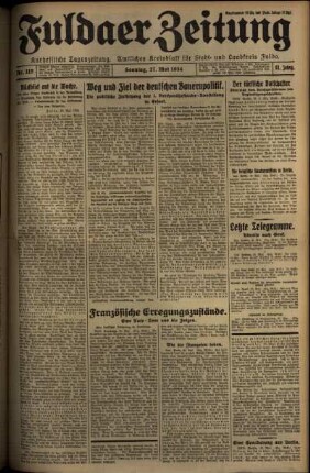 Erste Ausgabe vom Sonntag, den 27. Mai 1934.