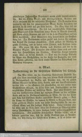 3. Mai. Auffirderung an die sächsischen Soldaten bei Lüttich