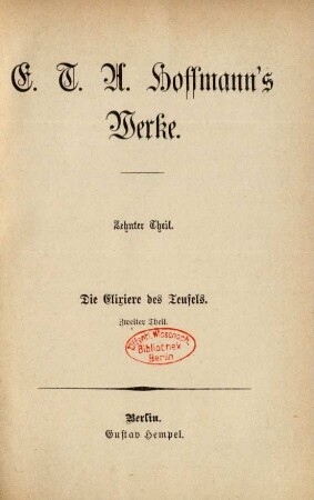 Theil 10: E. T. A. Hoffmann's Werke