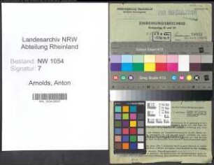 Entnazifizierung Anton Arnolds , geb. 08.03.1891 (Bahnsekretaer)