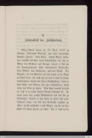 II. Lebensabriß des Entschlafenen