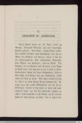 II. Lebensabriß des Entschlafenen