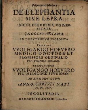 Disputatio Medica De Elephantia Sive Lepra