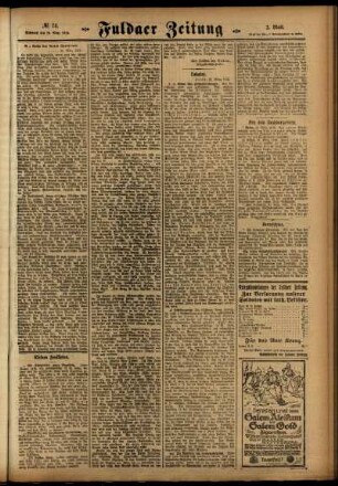 Zweite Ausgabe vom Mittwoch, den 29. März 1916.