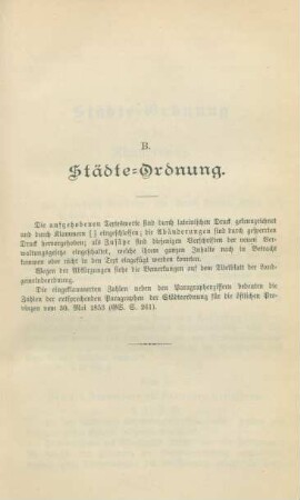 B. Städte-Ordnung.