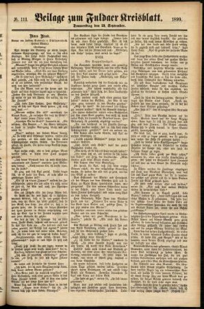 Zweite Ausgabe vom Donnerstag, den 21. September 1899.
