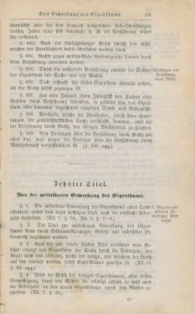 Zehnter Titel. Von der mitelbaren Erwerbung des Eigenthums