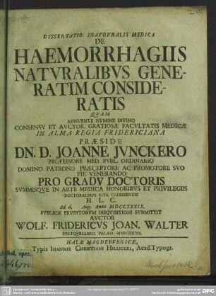 Dissertatio Inauguralis Medica De Haemorrhagiis Naturalibus Generatim Consideratis